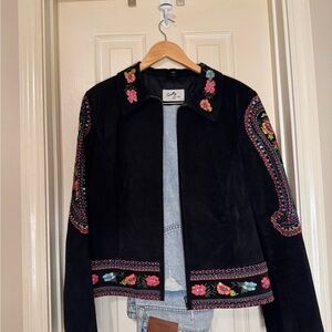 Scully Vintage Suede Floral Embroidered Blazer XXL.
